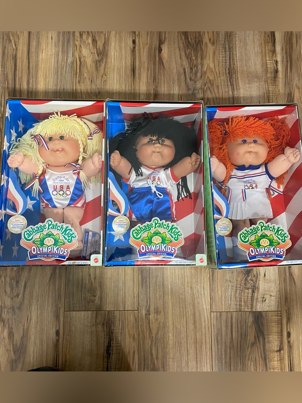 1996 Set of 3 Cabbage Patch Kids Olympikids USA Olympic